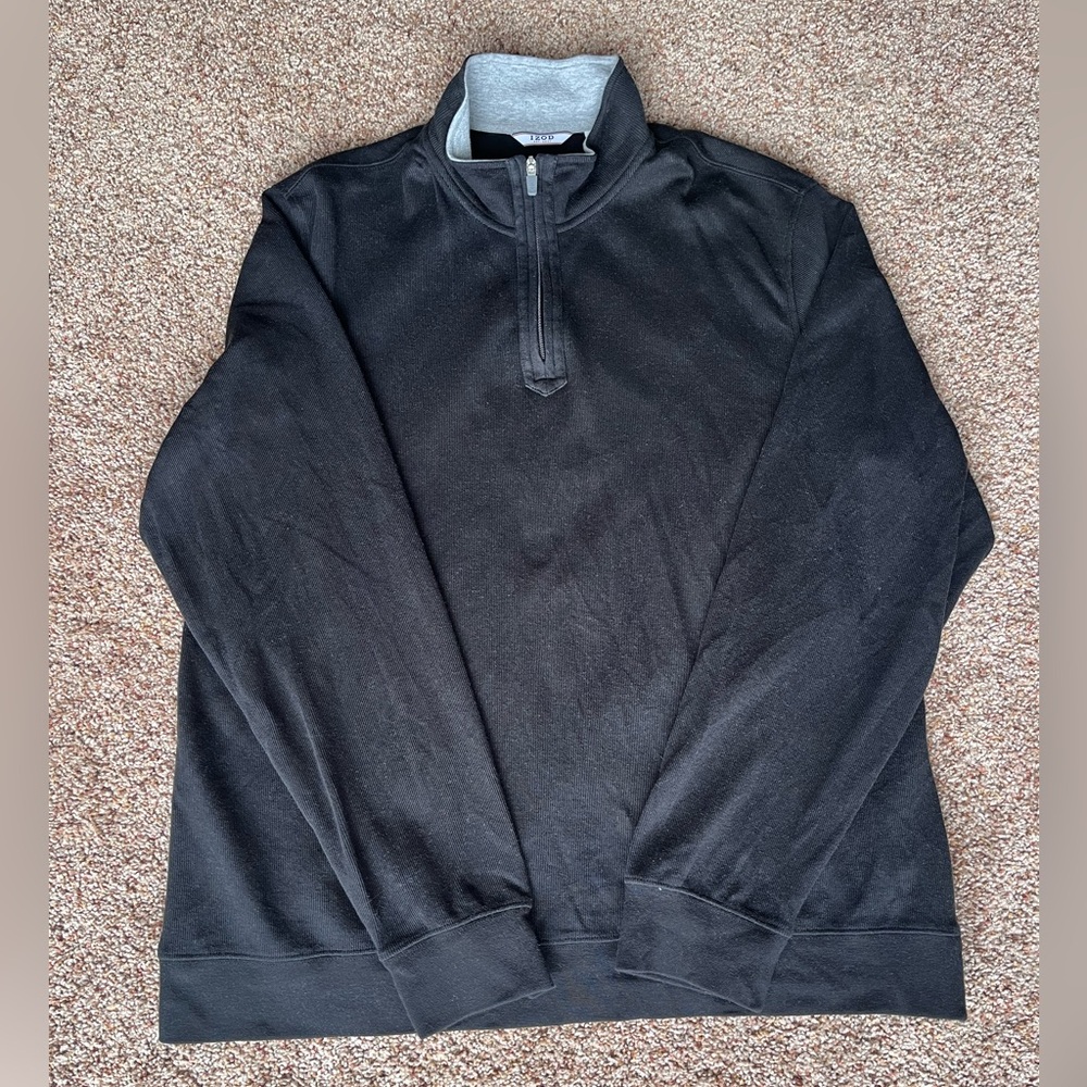 Izod‎ Men's Black Zip-Up Sweater